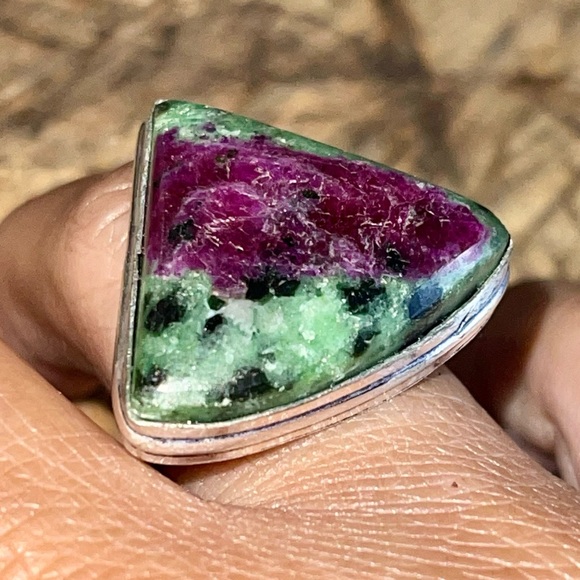 Anyolite Ruby Green Zoisite Ring Size 7 1/2 - Picture 8 of 15